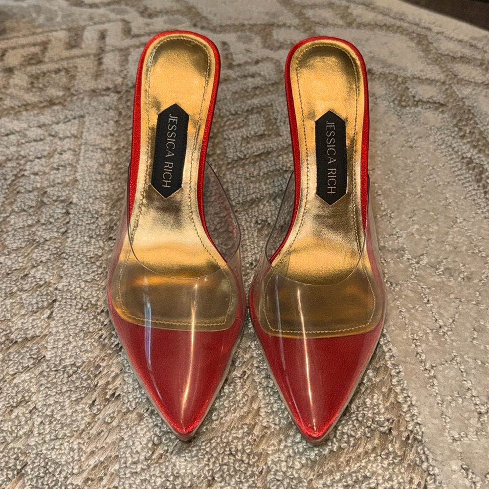 JESSICA RICH RACY MULE 120MM SATIN RED - Picture 2 of 5